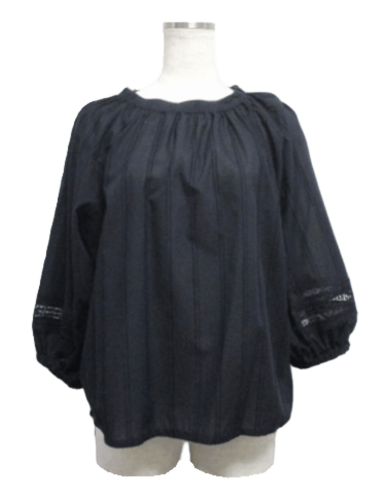 カットジャガード袖レース切替ブラウス