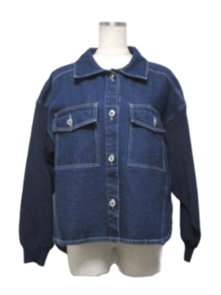 袖ニットデニムブルゾン